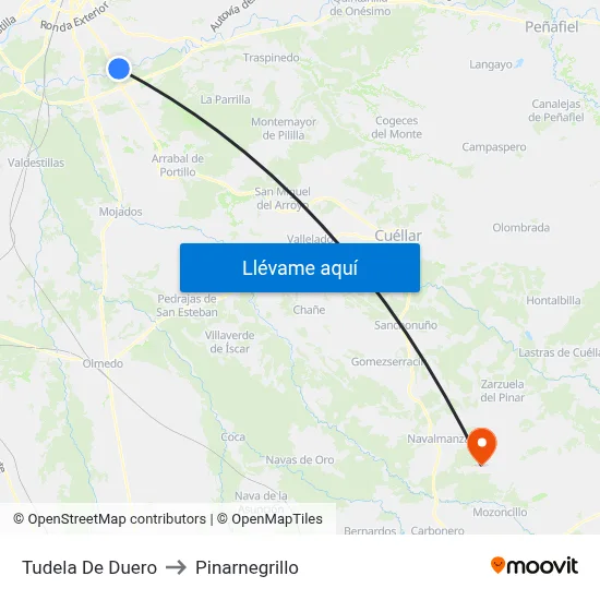 Tudela De Duero to Pinarnegrillo map