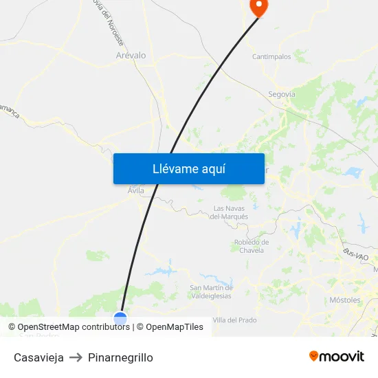 Casavieja to Pinarnegrillo map
