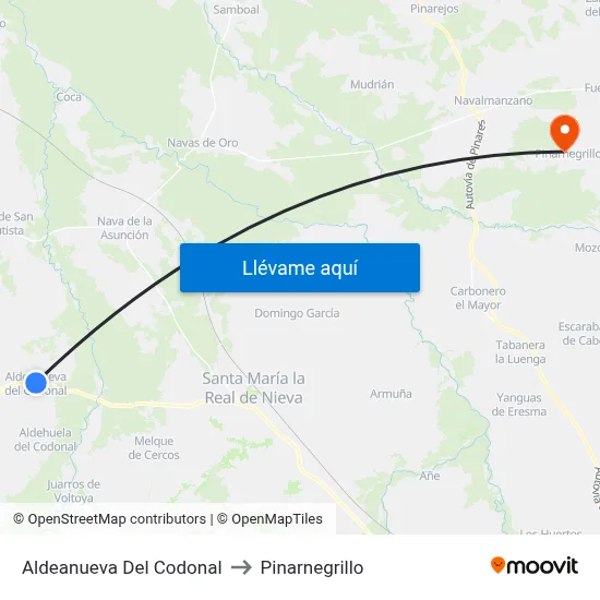 Aldeanueva Del Codonal to Pinarnegrillo map