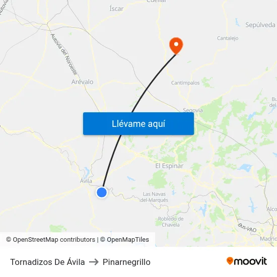 Tornadizos De Ávila to Pinarnegrillo map