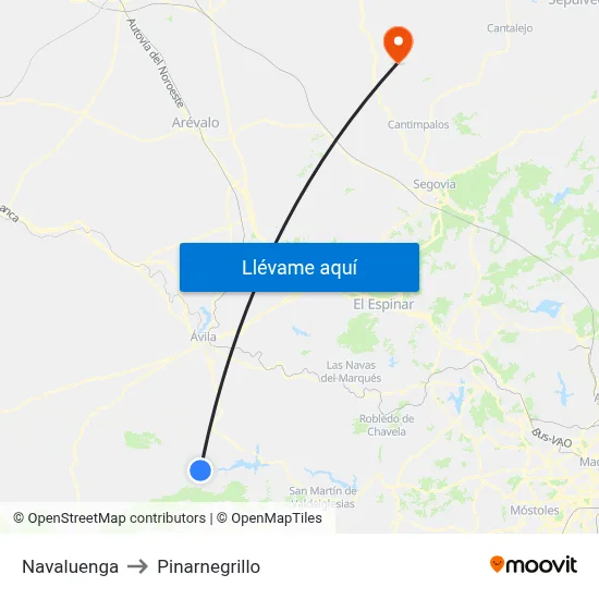 Navaluenga to Pinarnegrillo map