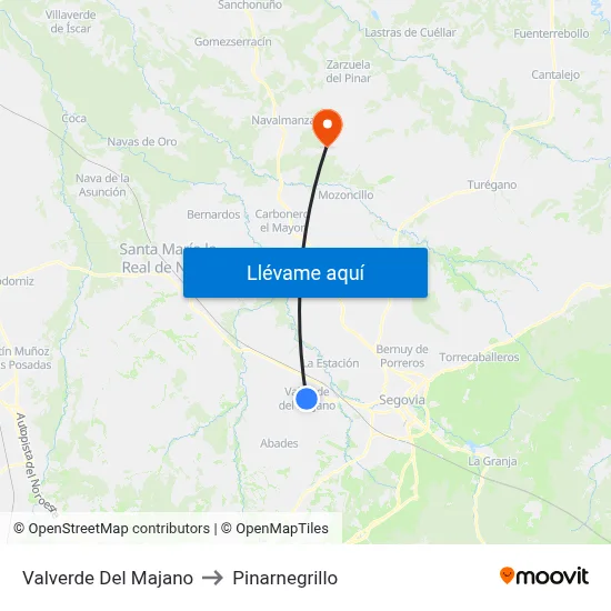 Valverde Del Majano to Pinarnegrillo map
