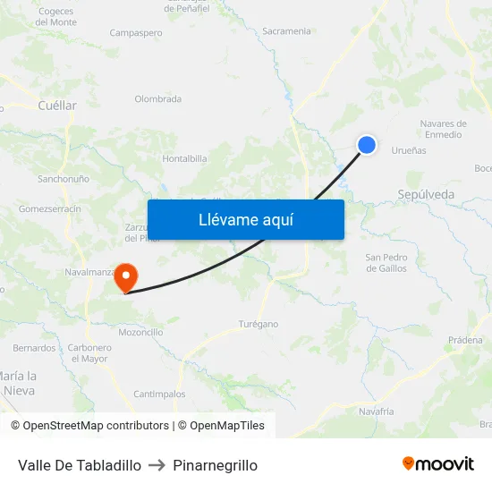 Valle De Tabladillo to Pinarnegrillo map