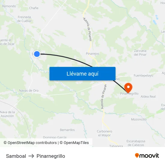 Samboal to Pinarnegrillo map