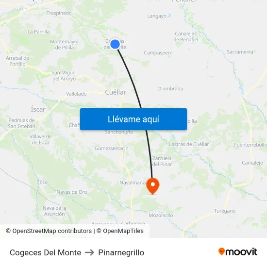 Cogeces Del Monte to Pinarnegrillo map