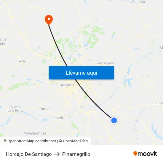 Horcajo De Santiago to Pinarnegrillo map