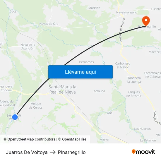 Juarros De Voltoya to Pinarnegrillo map