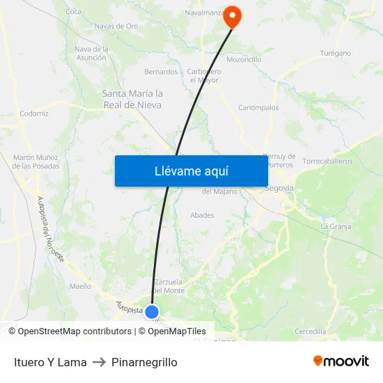 Ituero Y Lama to Pinarnegrillo map