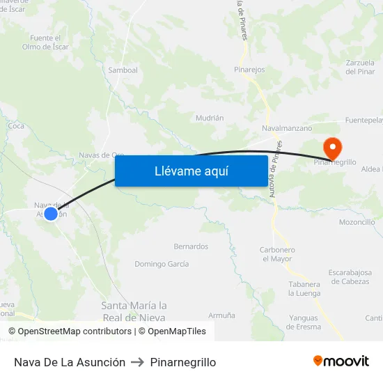 Nava De La Asunción to Pinarnegrillo map