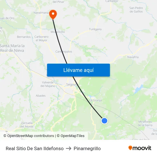 Real Sitio De San Ildefonso to Pinarnegrillo map
