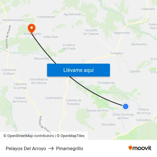 Pelayos Del Arroyo to Pinarnegrillo map