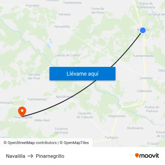 Navalilla to Pinarnegrillo map