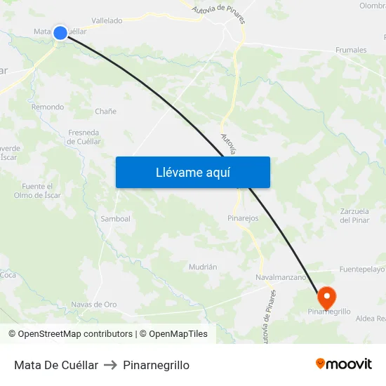 Mata De Cuéllar to Pinarnegrillo map