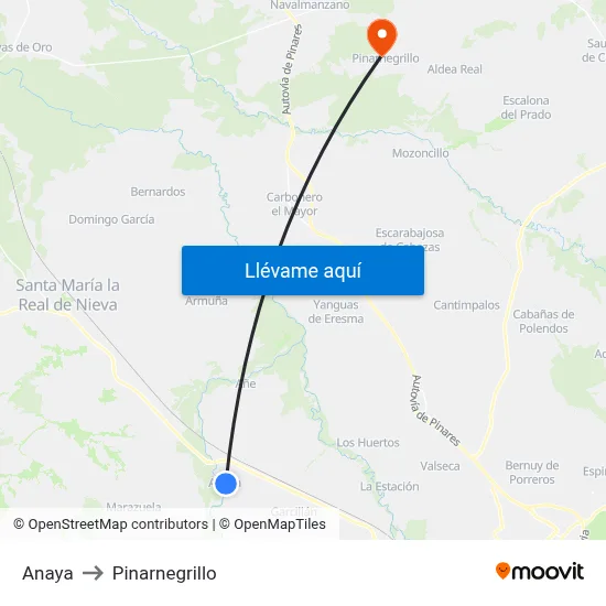 Anaya to Pinarnegrillo map