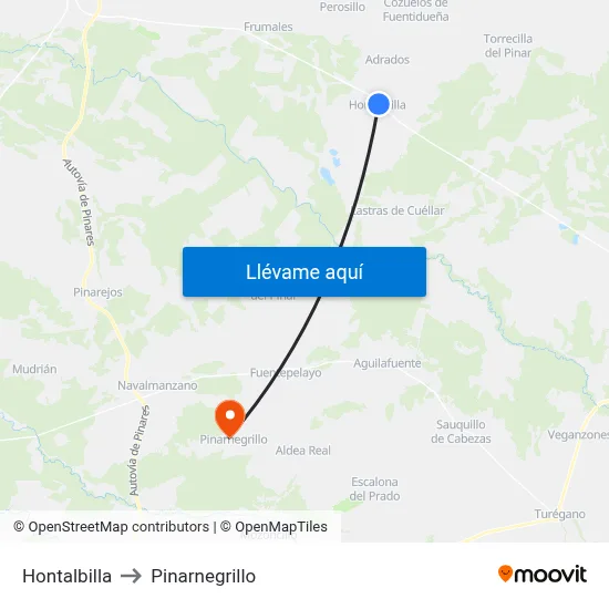 Hontalbilla to Pinarnegrillo map