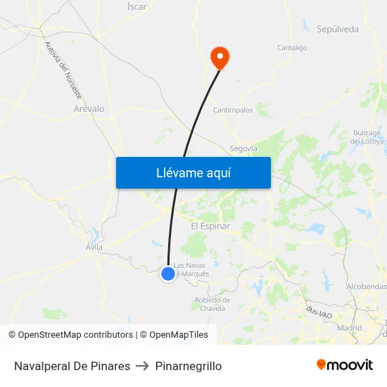 Navalperal De Pinares to Pinarnegrillo map