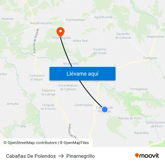 Cabañas De Polendos to Pinarnegrillo map