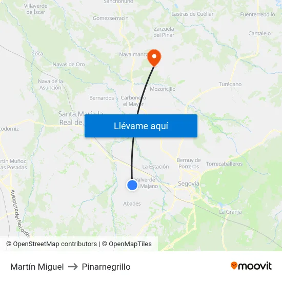Martín Miguel to Pinarnegrillo map