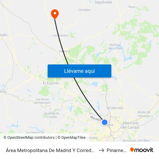 Área Metropolitana De Madrid Y Corredor Del Henares to Pinarnegrillo map