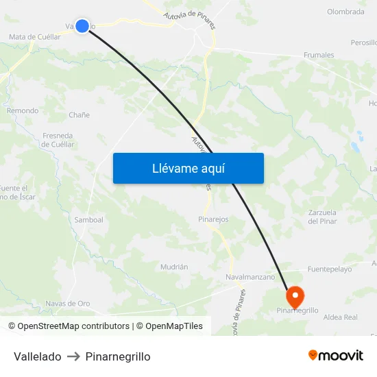 Vallelado to Pinarnegrillo map