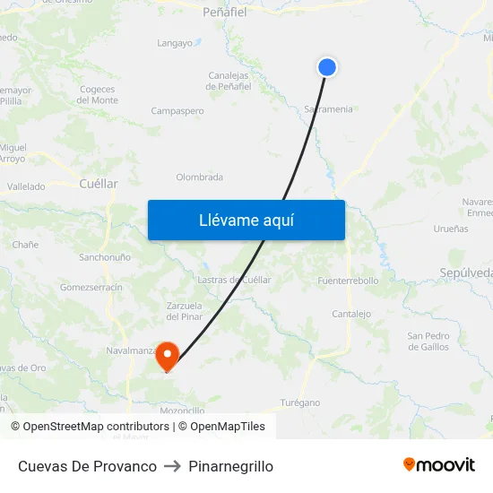 Cuevas De Provanco to Pinarnegrillo map