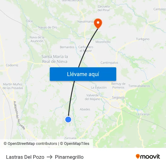 Lastras Del Pozo to Pinarnegrillo map