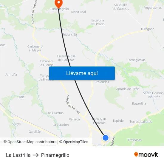 La Lastrilla to Pinarnegrillo map