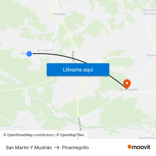 San Martín Y Mudrián to Pinarnegrillo map
