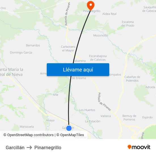 Garcillán to Pinarnegrillo map