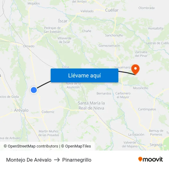 Montejo De Arévalo to Pinarnegrillo map