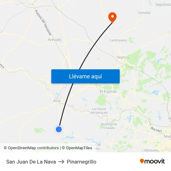 San Juan De La Nava to Pinarnegrillo map