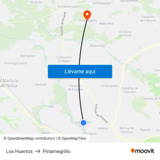 Los Huertos to Pinarnegrillo map