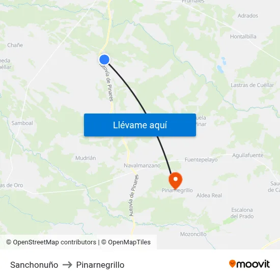 Sanchonuño to Pinarnegrillo map