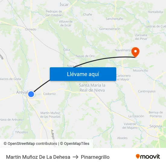 Martín Muñoz De La Dehesa to Pinarnegrillo map