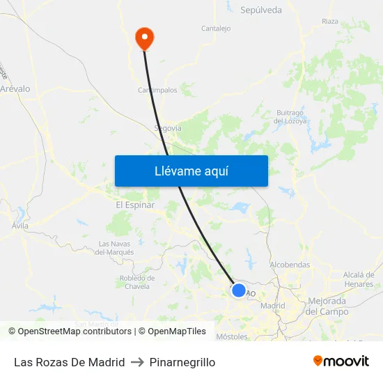 Las Rozas De Madrid to Pinarnegrillo map