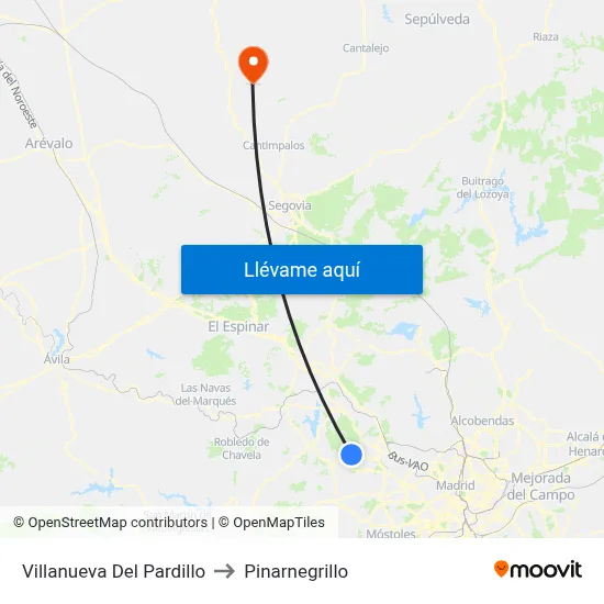 Villanueva Del Pardillo to Pinarnegrillo map