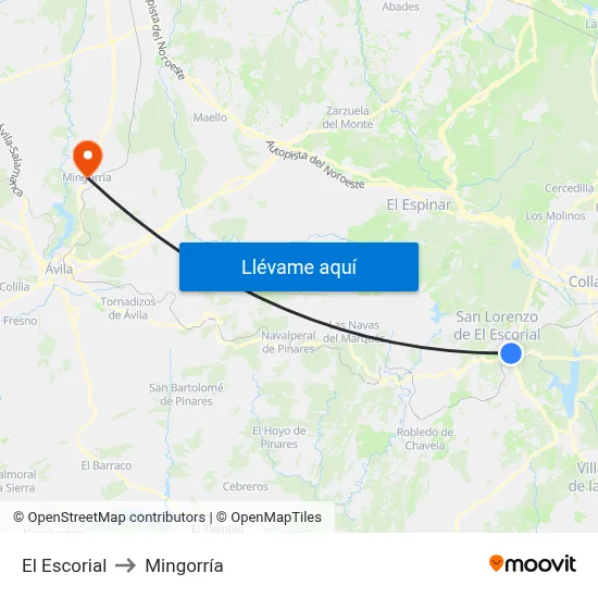 El Escorial to Mingorría map