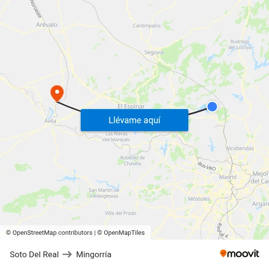 Soto Del Real to Mingorría map