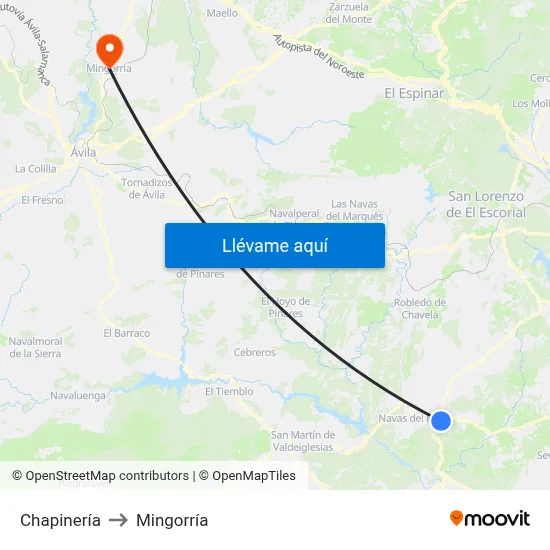 Chapinería to Mingorría map