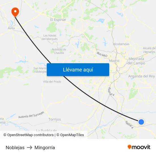 Noblejas to Mingorría map