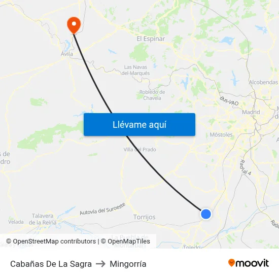 Cabañas De La Sagra to Mingorría map