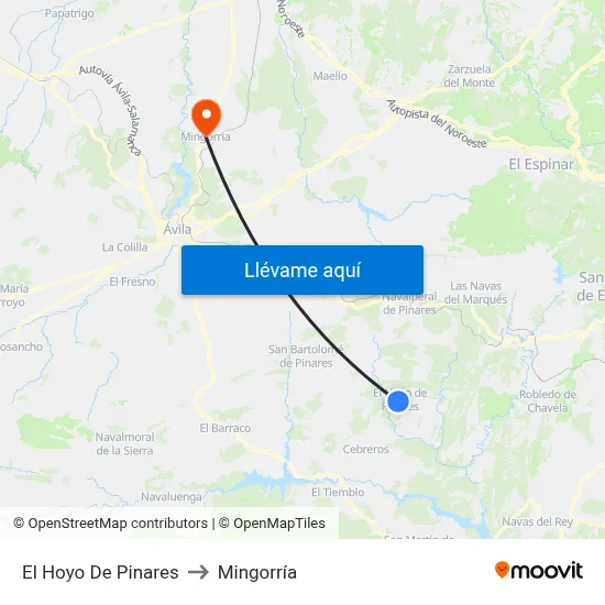 El Hoyo De Pinares to Mingorría map
