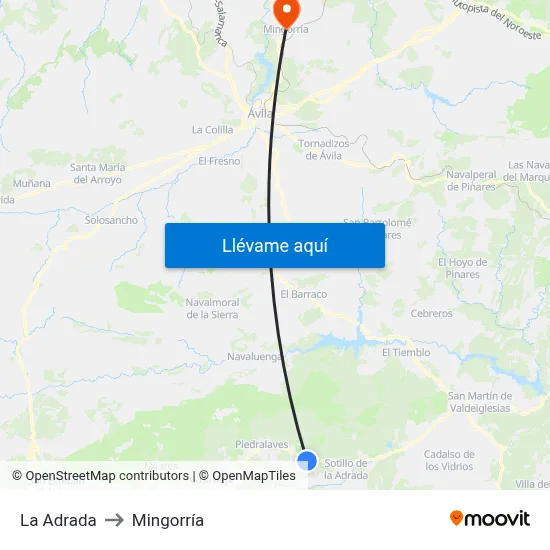La Adrada to Mingorría map
