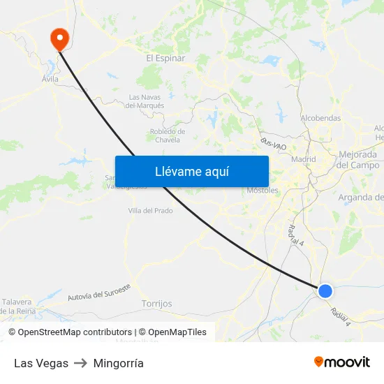 Las Vegas to Mingorría map