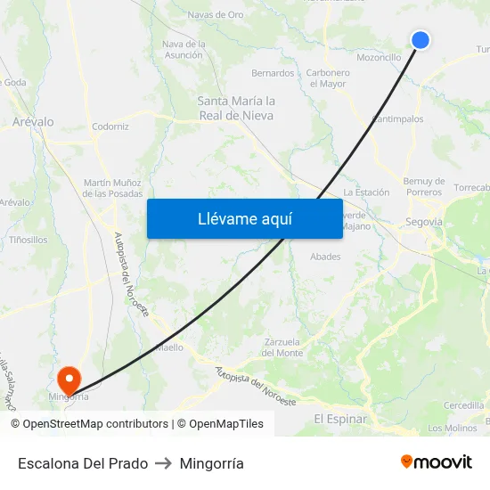 Escalona Del Prado to Mingorría map