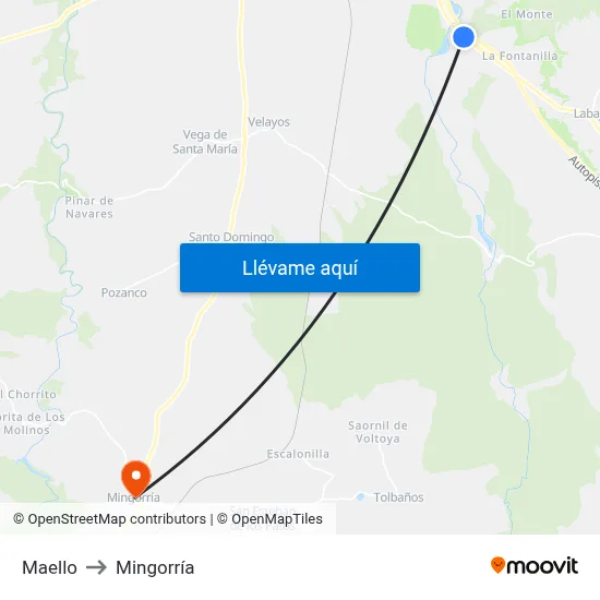 Maello to Mingorría map