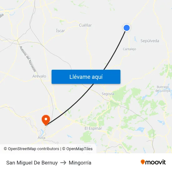 San Miguel De Bernuy to Mingorría map