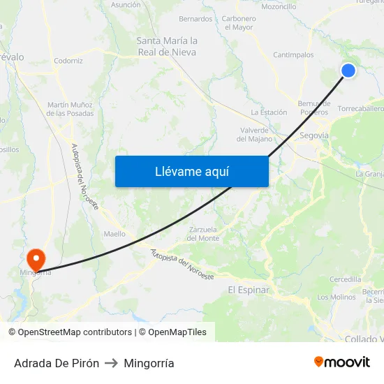 Adrada De Pirón to Mingorría map