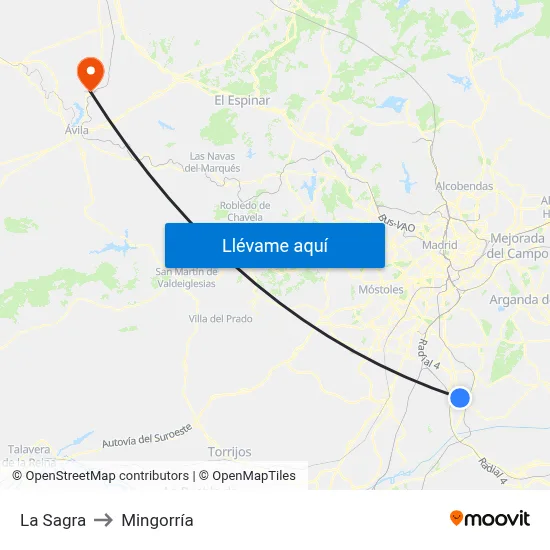 La Sagra to Mingorría map