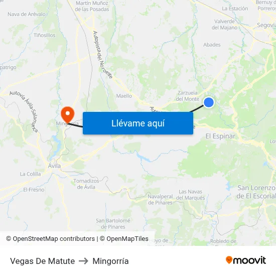 Vegas De Matute to Mingorría map